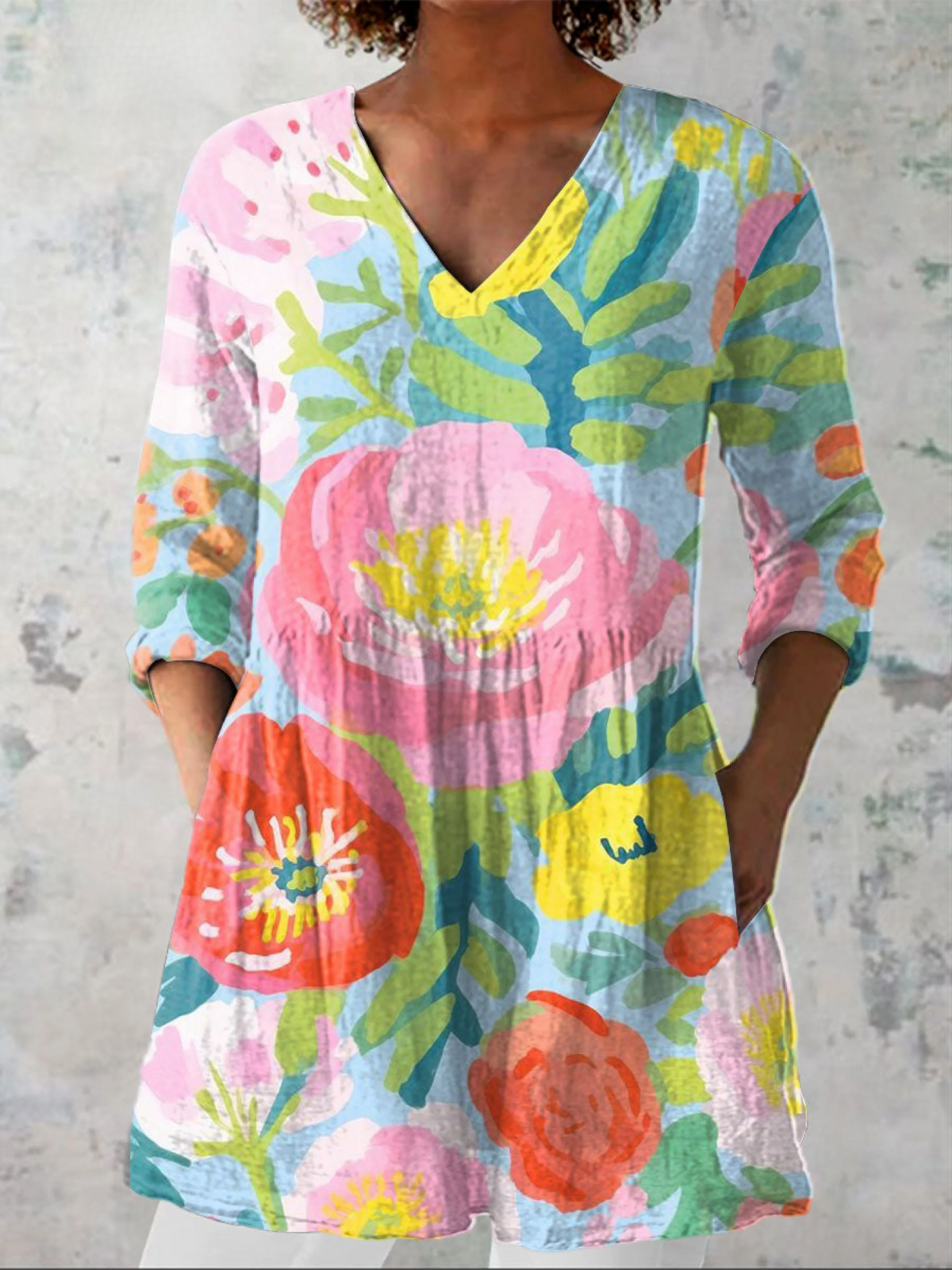 Helene | Blusa Longa com Decote em V Elegante