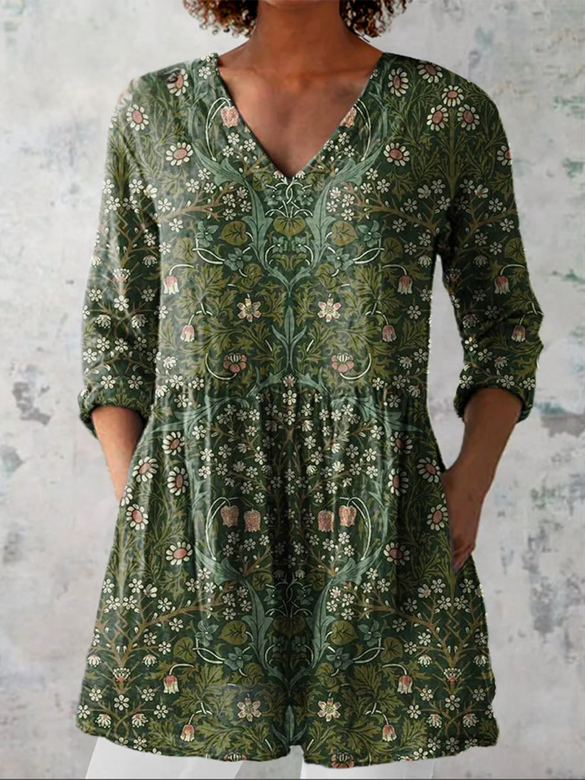 Julie | Blusa Longa com Decote em V Elegante