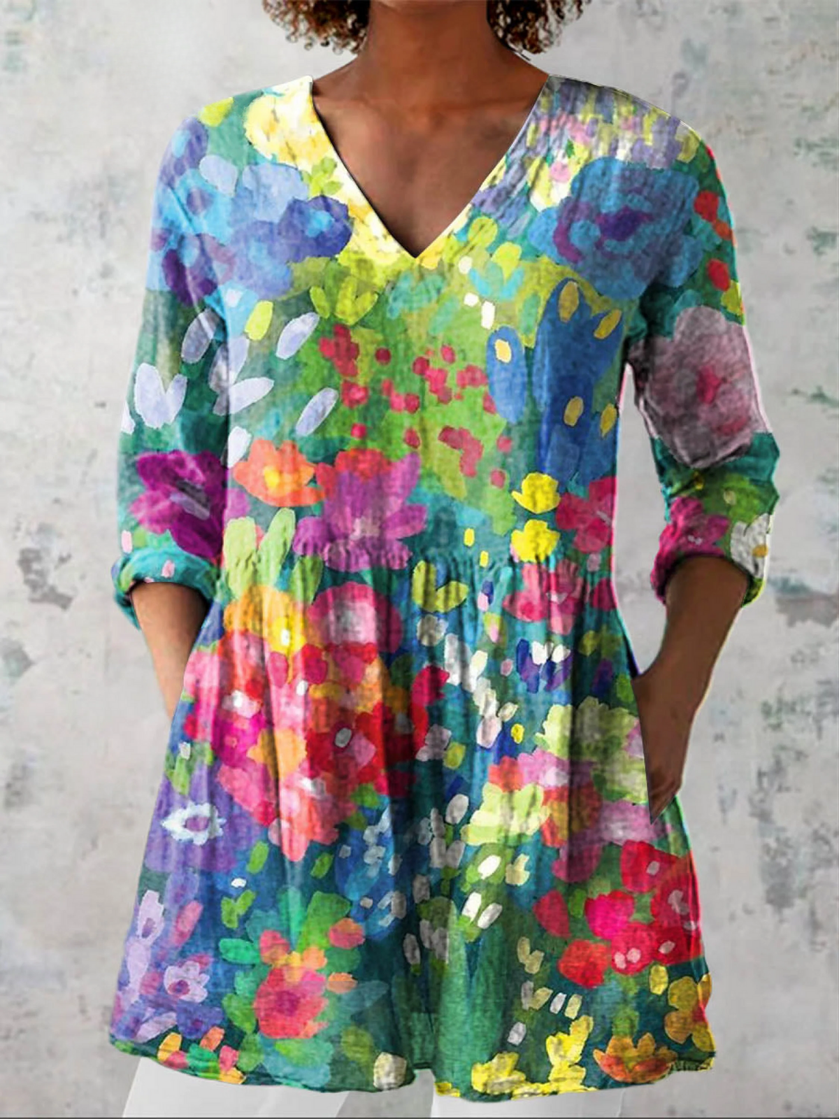 Maelle | Blusa Longa com Decote em V Elegante