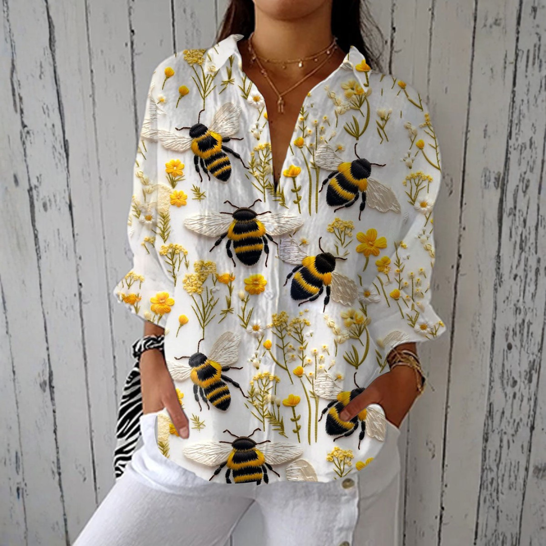 Brigite - Blusa Leve Abelha Confortável