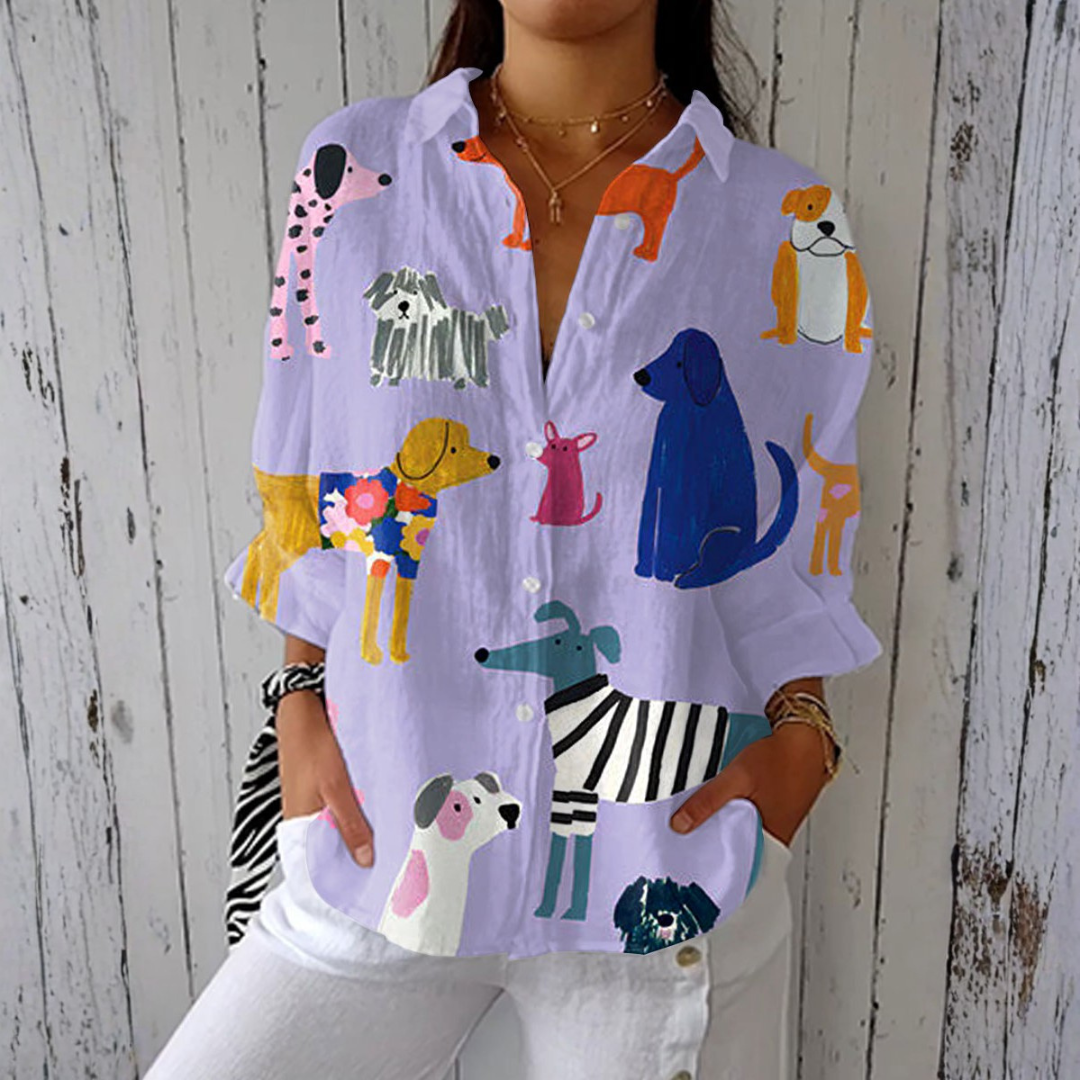Helena - Blusa Leve e Estampada com Cães