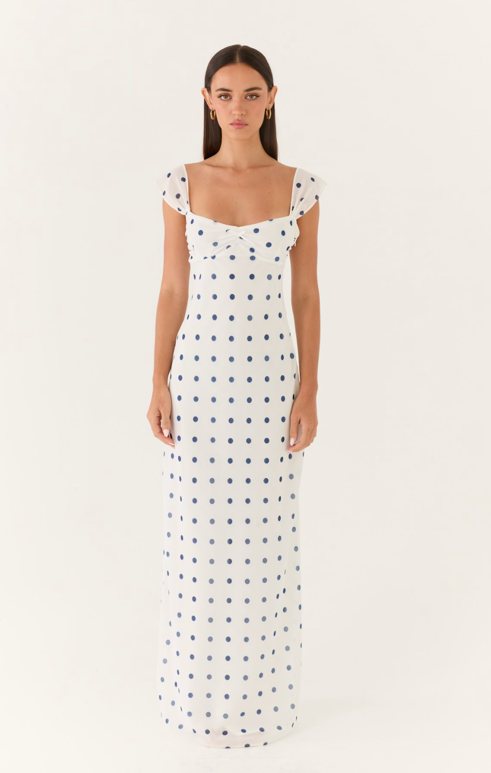Maxi Dress Roma Notte - Porcelain Blue Polka Dots