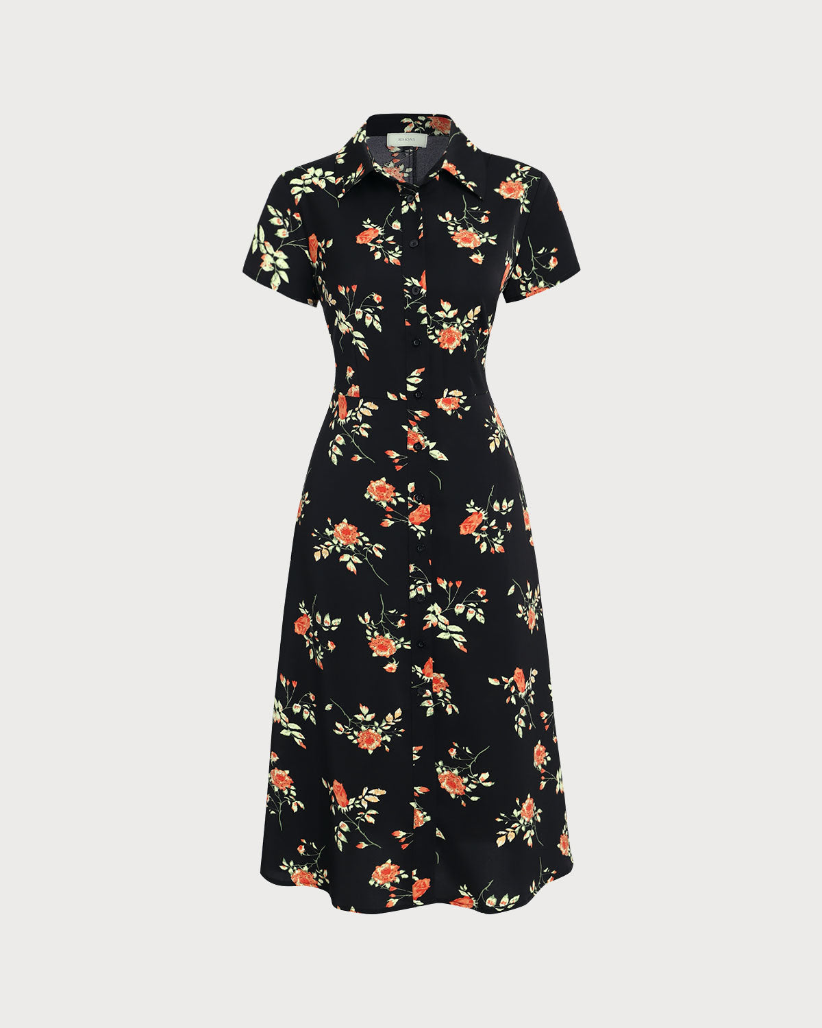 Glória - Floral Black Midi Dress