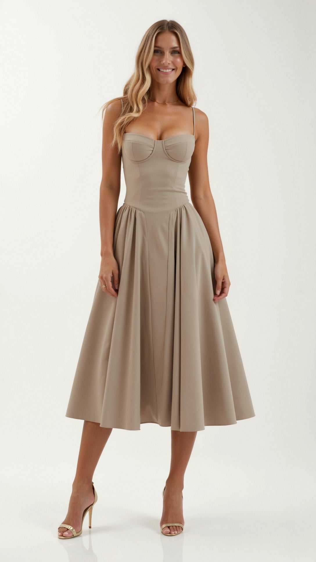 Odete - Midi Dress with Structured Bodice