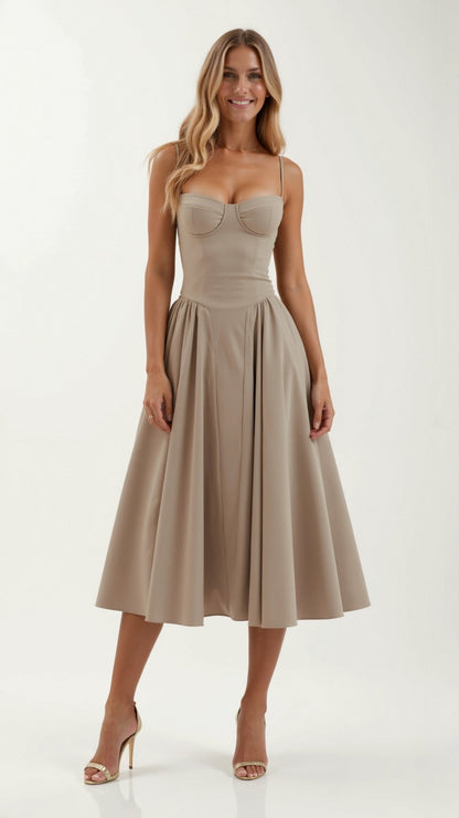 Odete - Midi Dress with Structured Bodice