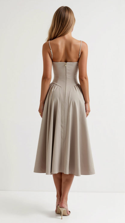 Odete - Midi Dress with Structured Bodice
