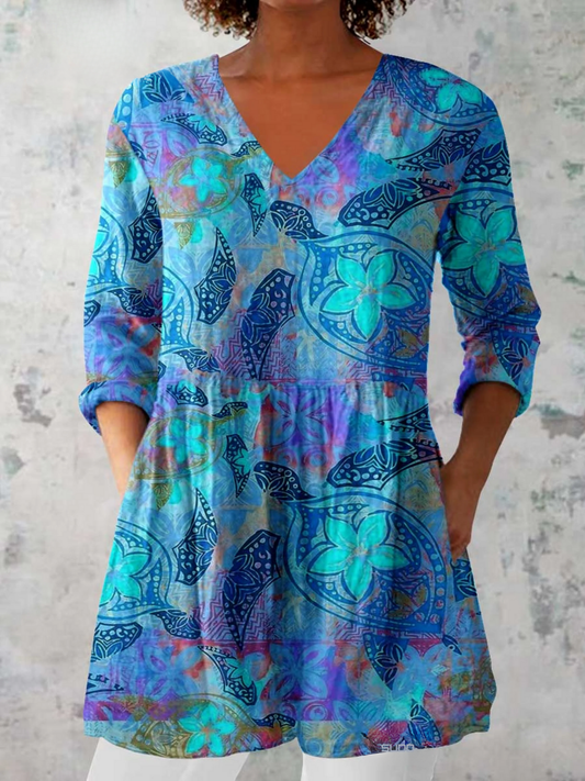Juliette | Blusa Longa com Decote em V Elegante