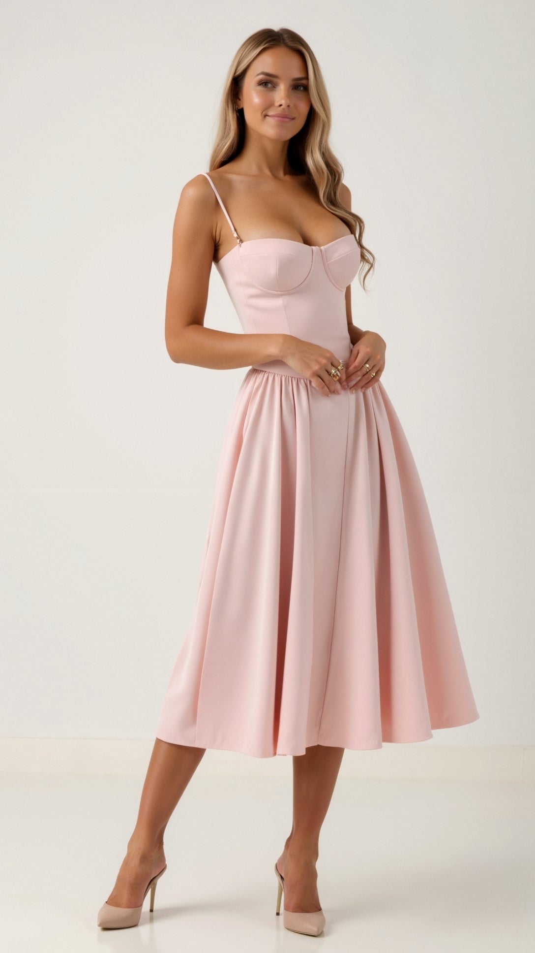 Odete - Midi Dress with Structured Bodice