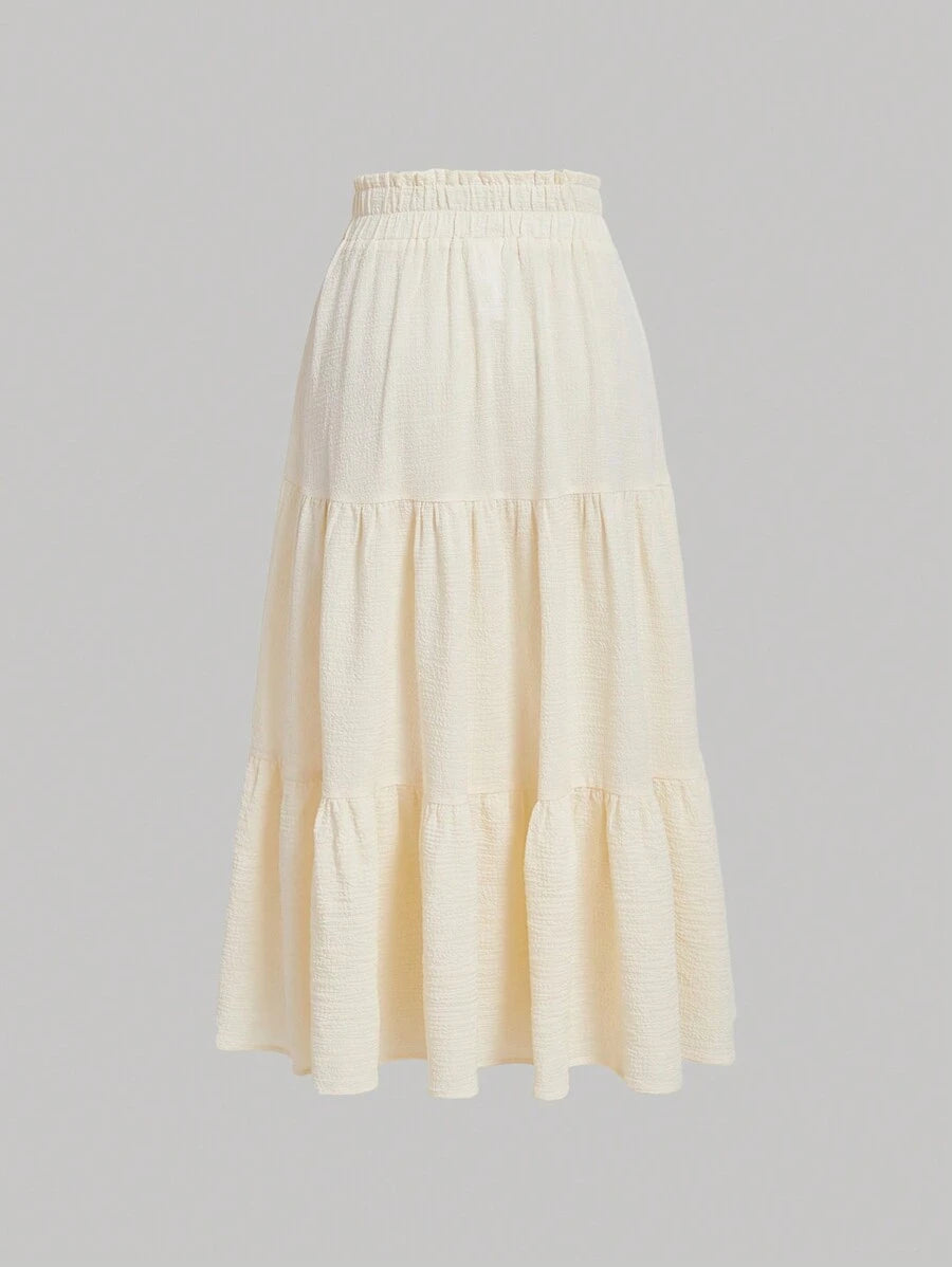 LEONOR. Saia Midi Evasê em Linho | Terracota | Estilo Boho Verão