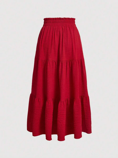 LEONOR. Saia Midi Evasê em Linho | Terracota | Estilo Boho Verão