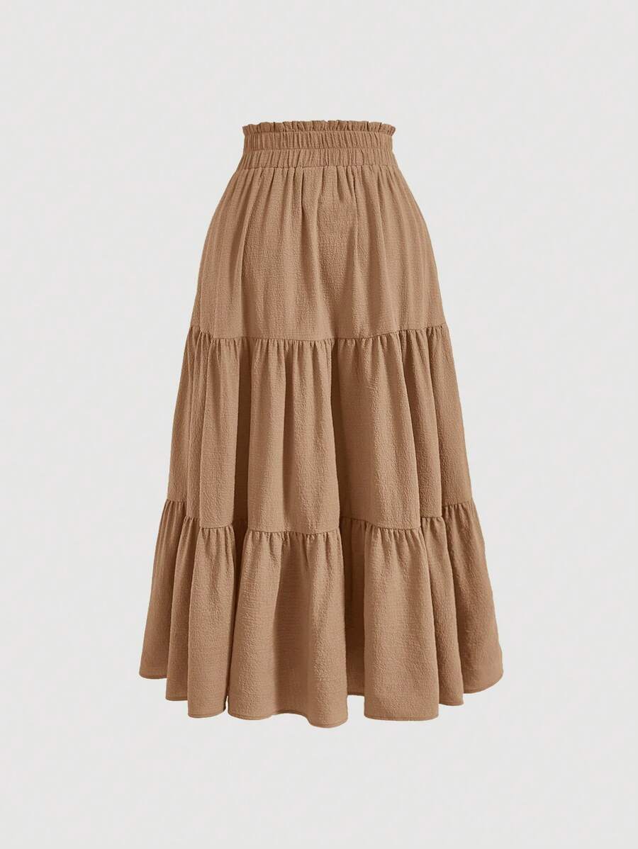 LEONOR. Saia Midi Evasê em Linho | Terracota | Estilo Boho Verão
