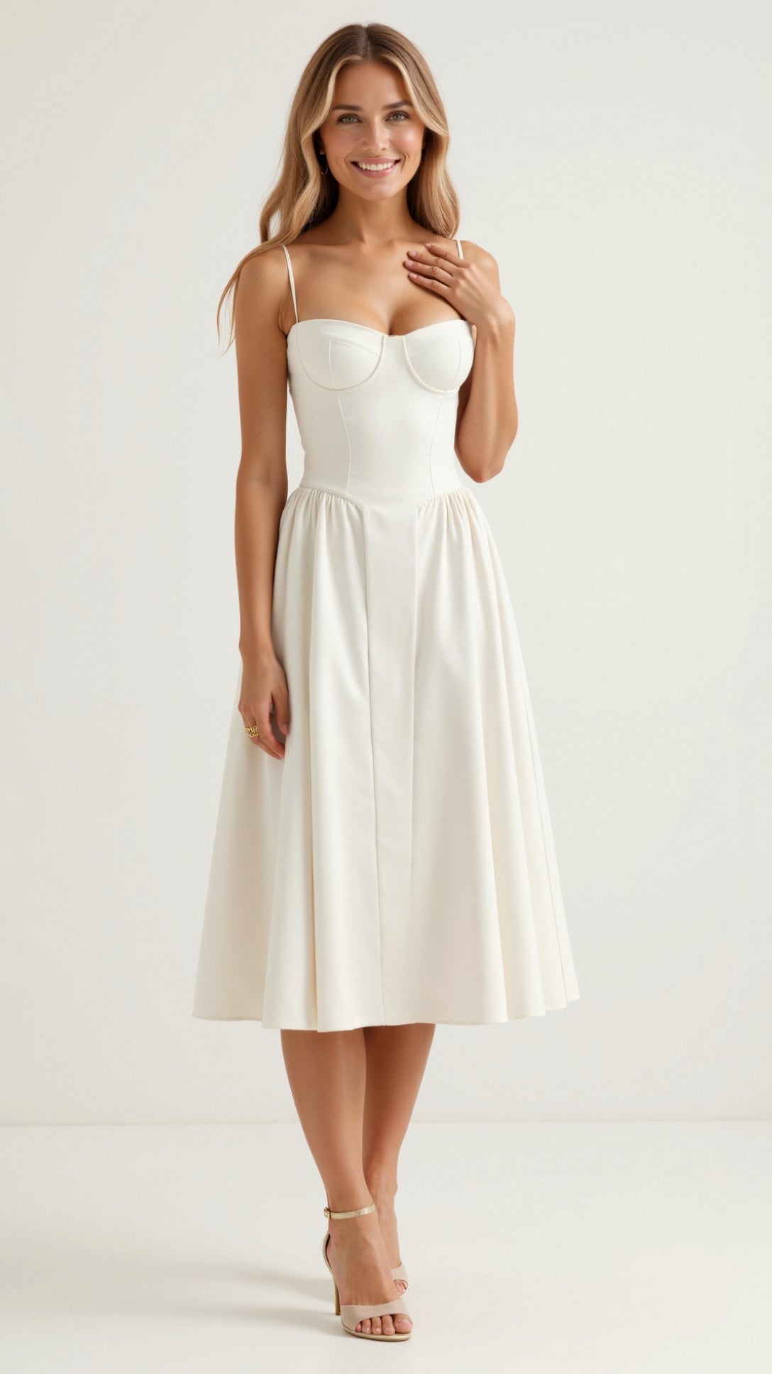 Odete - Midi Dress with Structured Bodice