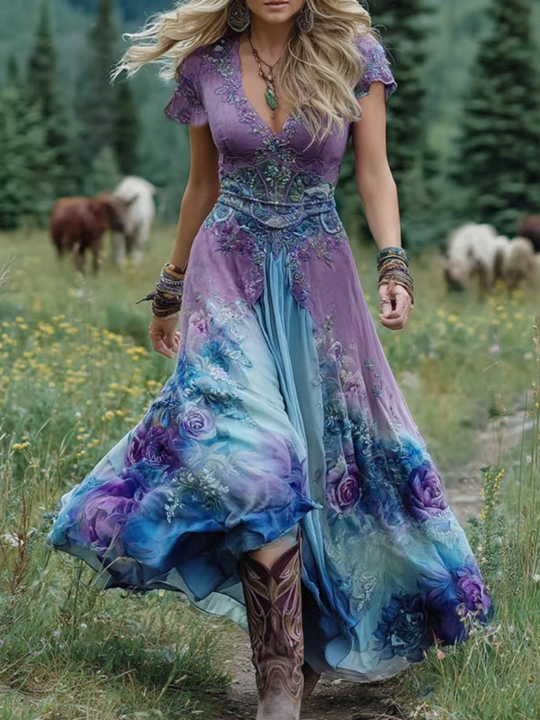 Serena - Vestido Floral Maxi Curto