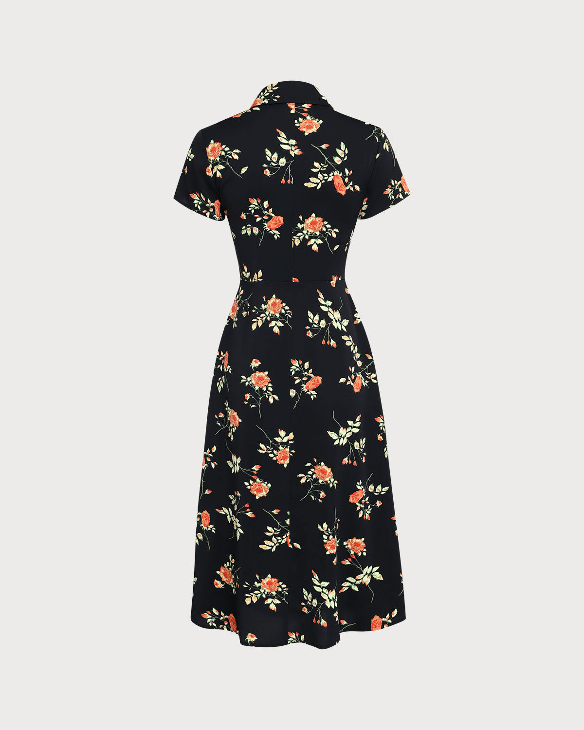 Glória - Floral Black Midi Dress
