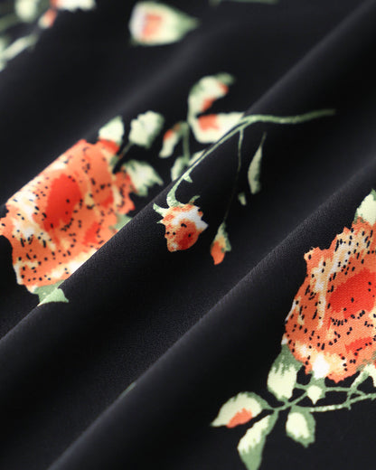 Glória - Floral Black Midi Dress