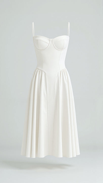 Odete - Midi Dress with Structured Bodice