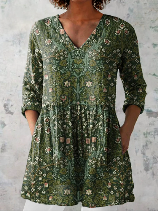 Julie | Blusa Longa com Decote em V Elegante