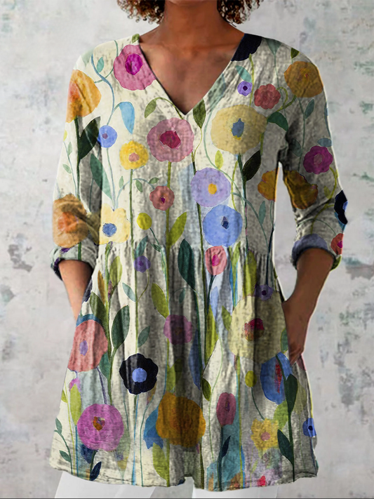 Louise | Blusa Longa com Decote em V Elegante