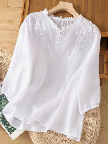 Cassiana - Camisa de Algodão e Linho