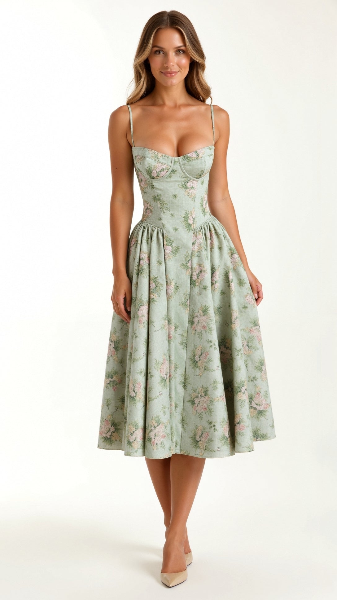 Odete - Midi Dress with Structured Bodice