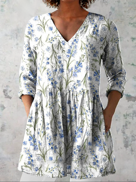 Jeanne | Blusa Longa com Decote em V Elegante