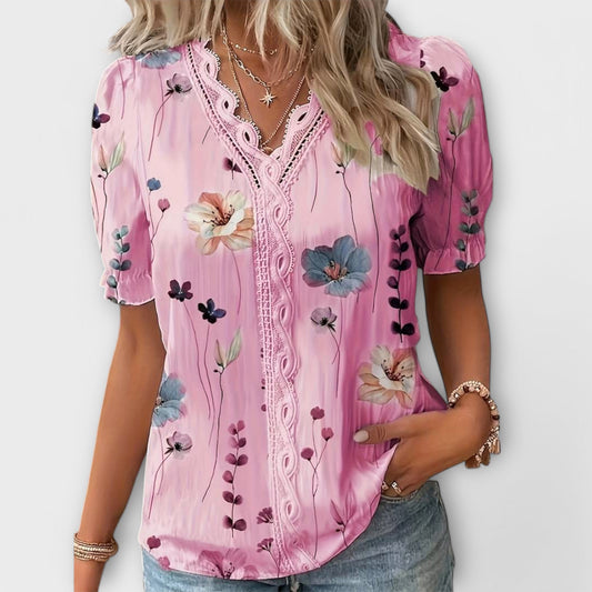 Emília - Blusa com Decote em V Elegante