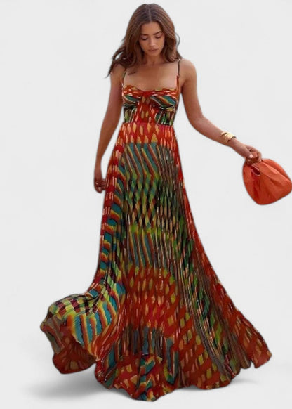 Aria - Vestido Maxi com Estampa Abstrata