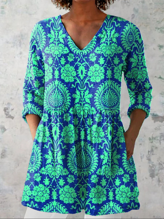 Ines | Blusa Longa com Decote em V Elegante