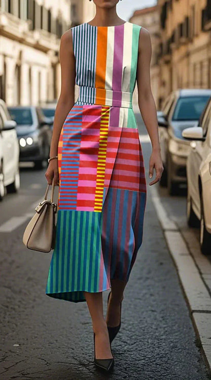 Tânia - Vestido Estampado Sem Mangas
