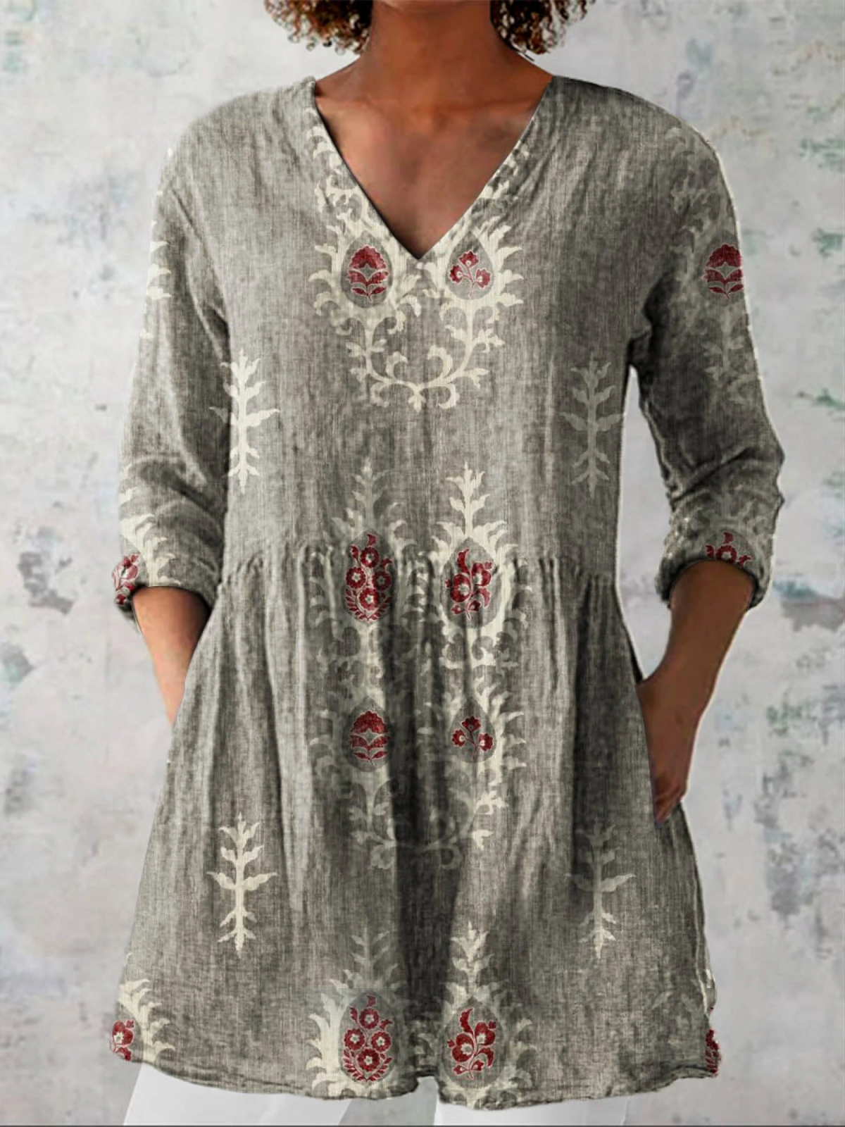 Elise | Blusa Longa com Decote em V Elegante