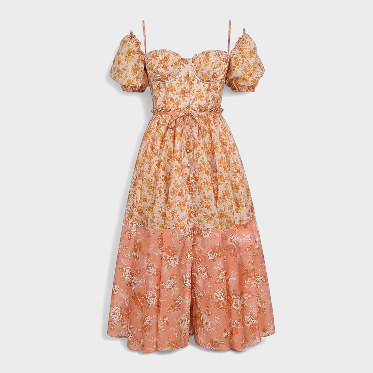Valentina - Coral Floral Dress