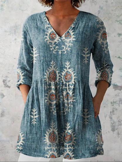 Elise | Blusa Longa com Decote em V Elegante