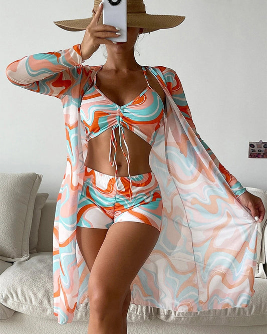 Laluna® | Conjunto de Bikini de 3 peças com Estampa