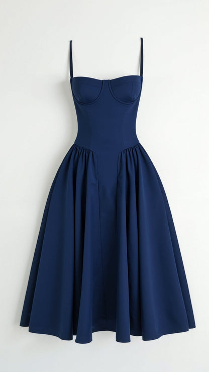 Odete - Midi Dress with Structured Bodice