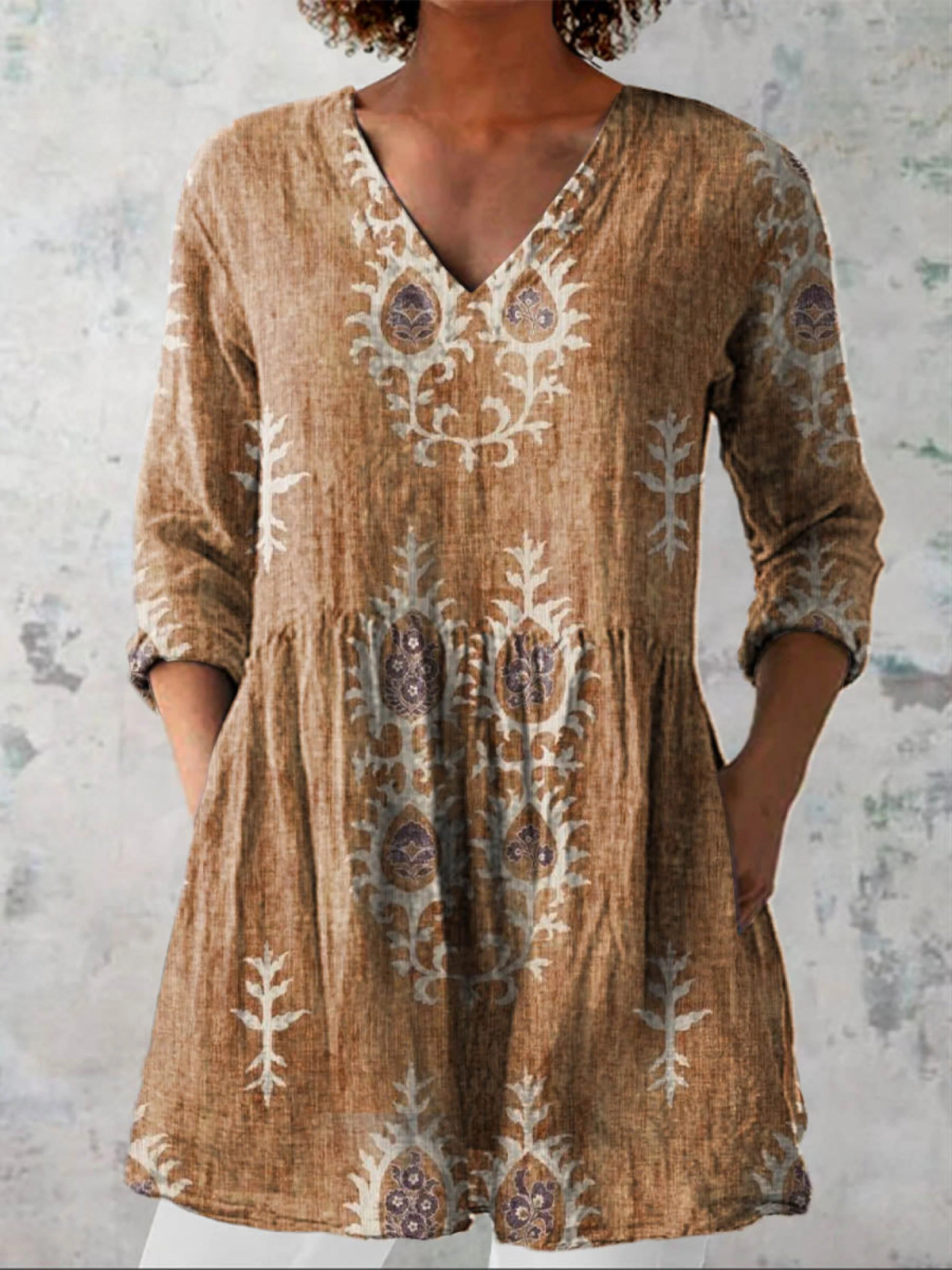 Elise | Blusa Longa com Decote em V Elegante