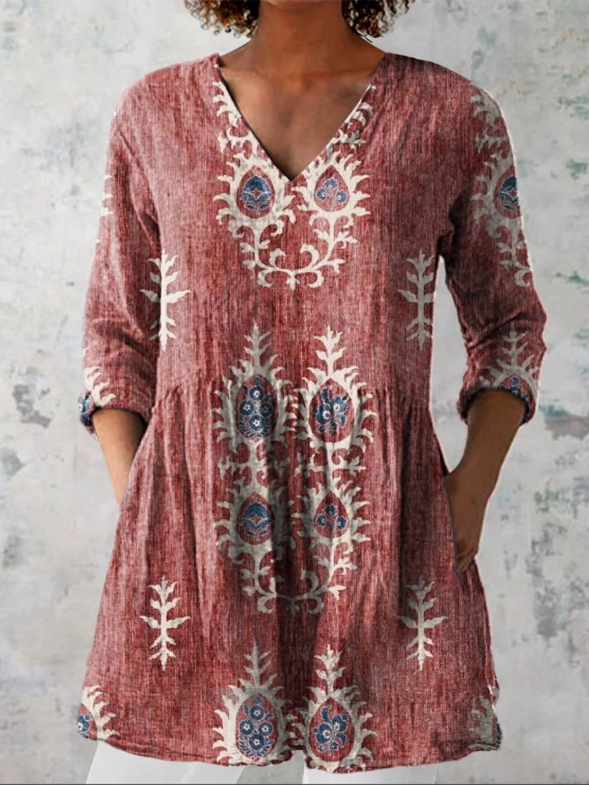 Elise | Blusa Longa com Decote em V Elegante