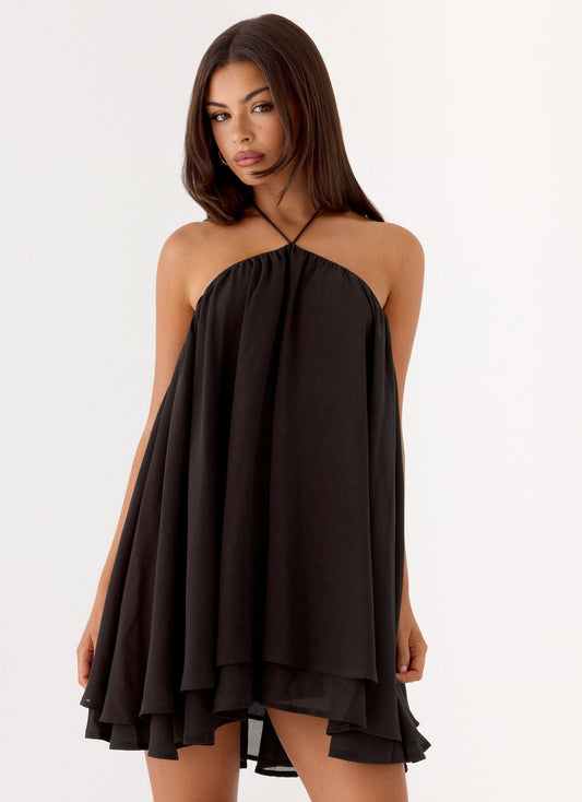 Alicelle Chocolate Mini Halter Dress