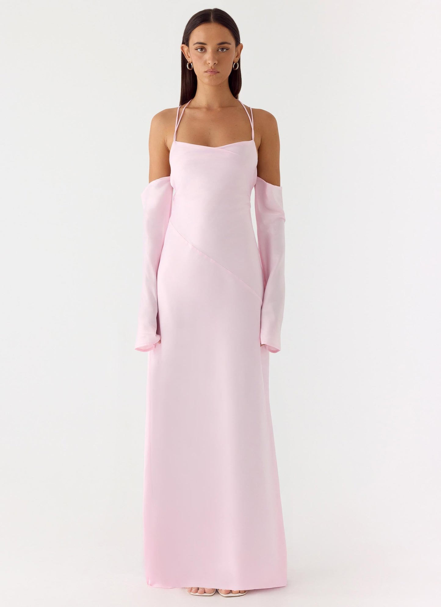 Vestido Maxi de Manga Longa Breathe Me - Rosa Pastel