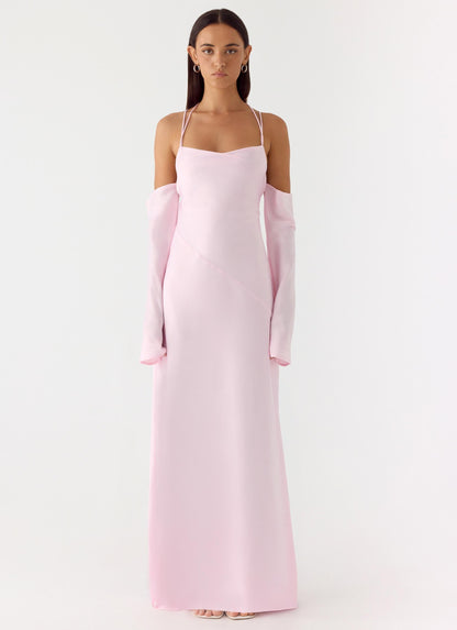 Vestido Maxi de Manga Longa Breathe Me - Rosa Pastel