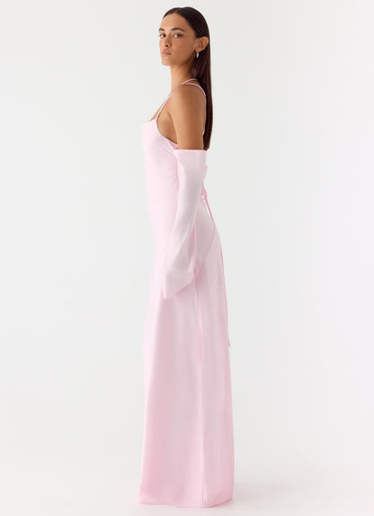 Vestido Maxi de Manga Longa Breathe Me - Rosa Pastel