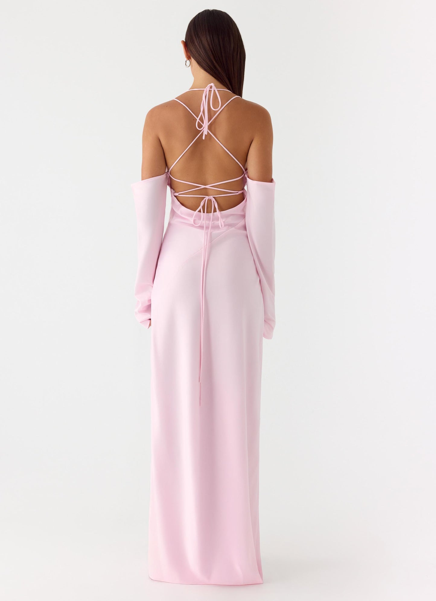 Vestido Maxi de Manga Longa Breathe Me - Rosa Pastel