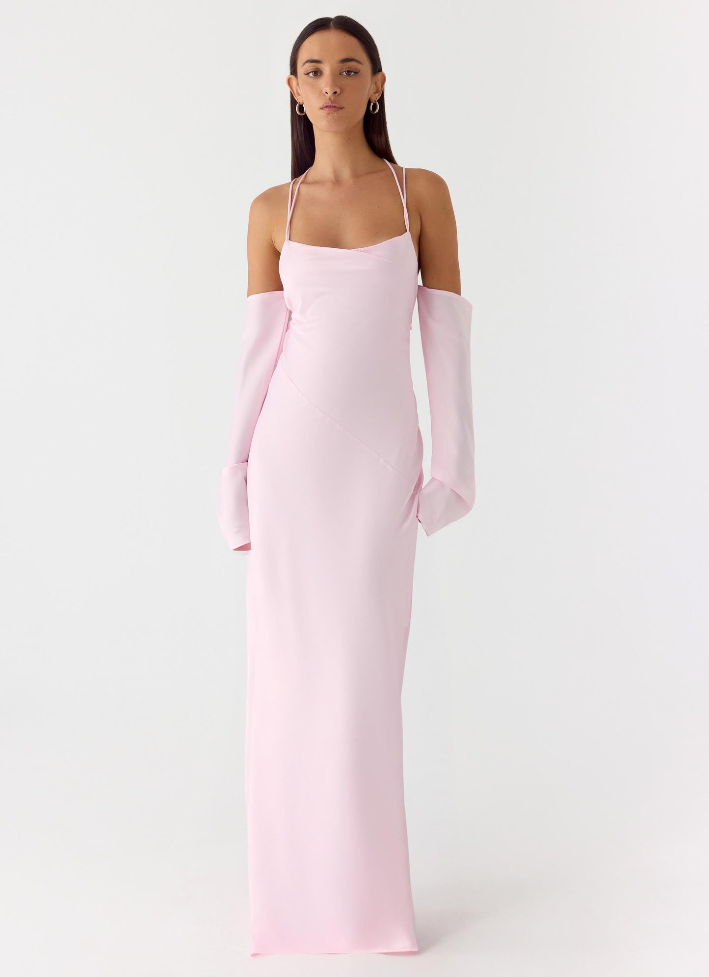 Vestido Maxi de Manga Longa Breathe Me - Rosa Pastel