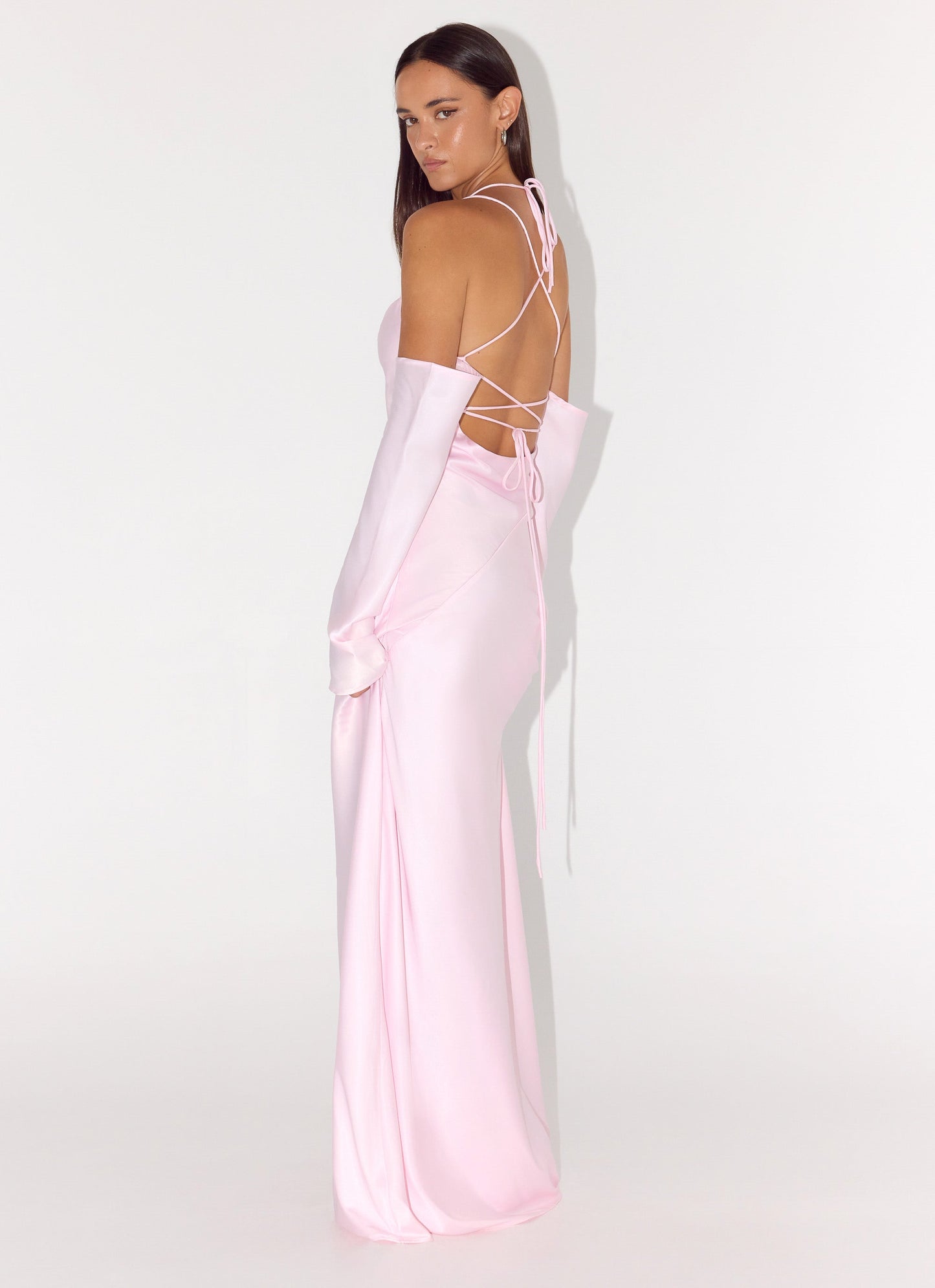 Vestido Maxi de Manga Longa Breathe Me - Rosa Pastel