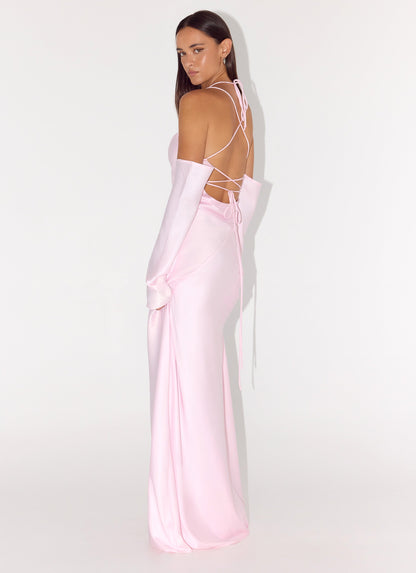 Vestido Maxi de Manga Longa Breathe Me - Rosa Pastel