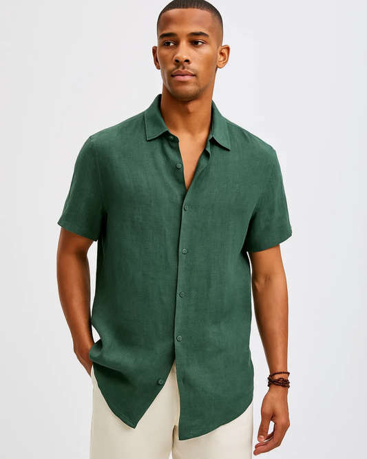 Camisa de Botão com Colarinho Aberto