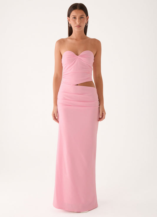 Vestido Maxi Rosa Sem Alças Carella