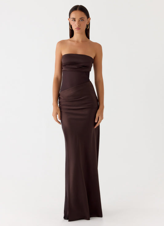 Maxi Dress in Champagne Skies - Chocolate