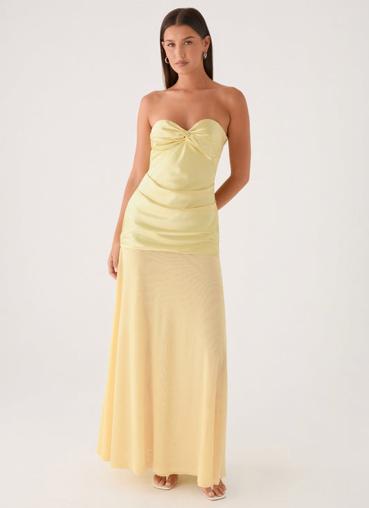 Cierra Amarelo - Vestido Maxi Sem Alças
