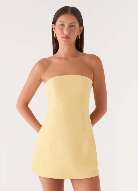 Vestido Mini Della Sem Alças - Amarelo Brilhante