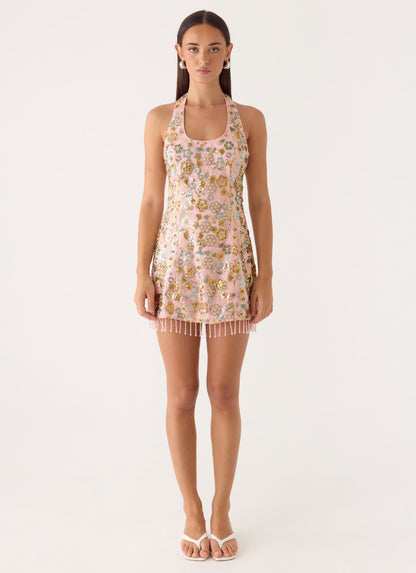 Ellerie Mini Beaded Dress - Pink